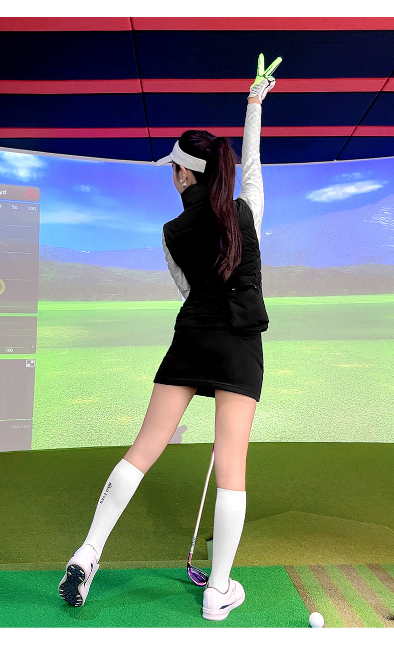 Áo gile nữ chơi golf PGM cổ đứng không tay, mùa thu đông, ấm áp — Áo gile cotton trắng YF751, Áo gile cotton màu đen YF751 chi tiết 14