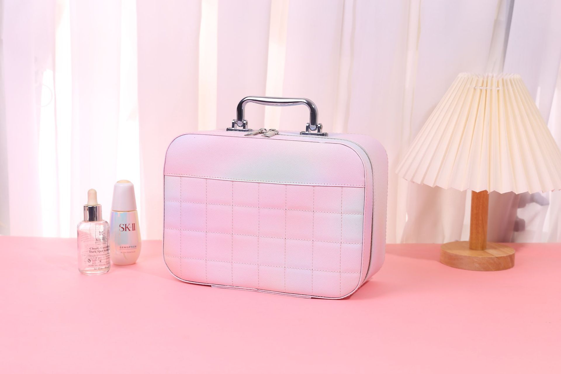 Estuche de cosméticos de alta apariencia para artistas de maquillaje caja de almacenamiento de cosméticos y cuidado de la piel de gran capacidad caja portátil para salir