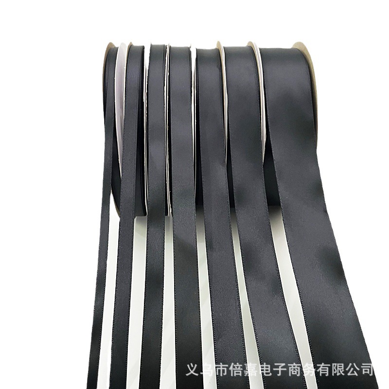 0.6-4CM 블랙 리본 리본 꽃 선물 상자 포장 2CM 폴리 에스테르 리본 웨빙 도매