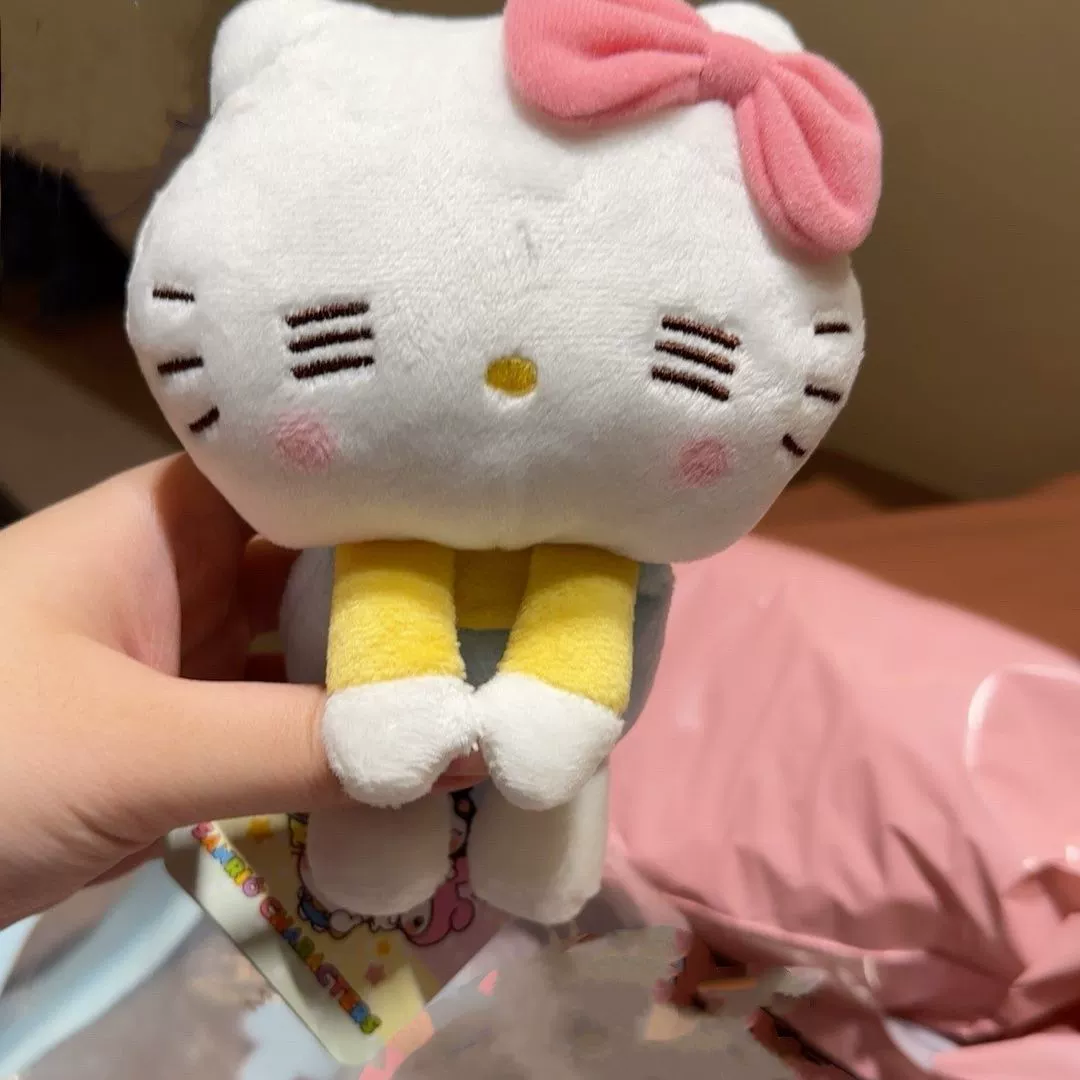 Плюшевый кулон (Hello Kitty) брелок для сумки, цепочка из бусин, может мигать или молчать, 35 г
