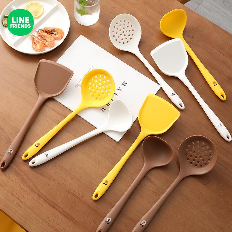 LINE FRIENDS漫画スプーンシリコンスプーン炒め鍋シャベルセット食品級実用的な鍋スプーン|undefined