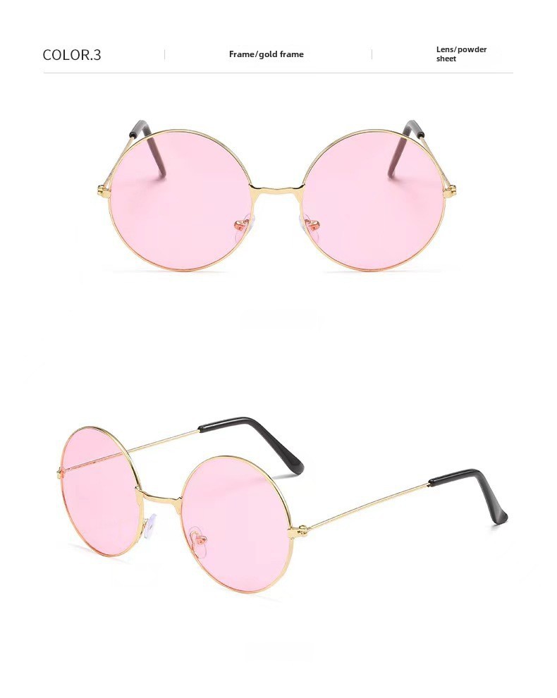 Retro Runde Metall Sonnenbrille Sonnenbrille Neue Unisex Flache Brille Farbe Marine Brille Großhandel_voghion.com