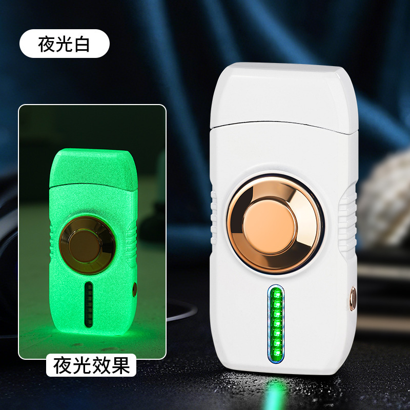 创意彩灯指尖陀螺声控双电弧打火机防风个性男士打火机金属高端|undefined