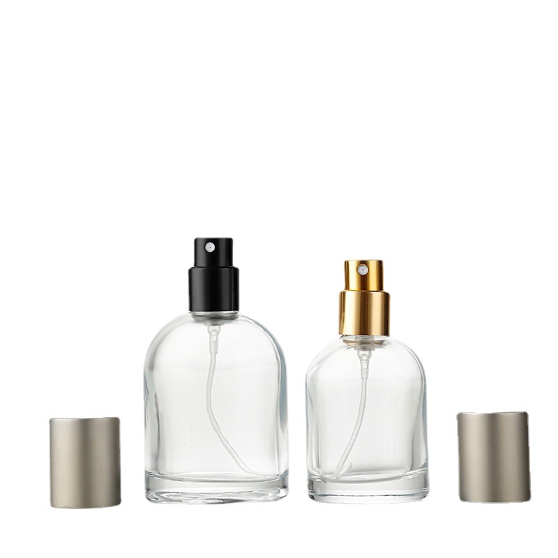 Botella de perfume de alta gama muestra redonda botella de vidrio de fondo grueso bayoneta sub-botella de perfume de coche portátil botella de spray