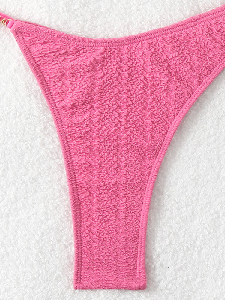 Solid Color Halter Lace up Bikini Swimsuit Lady Sexy Three Point Beach Spring Swimsuit 7 Solid Color Halter Lace up Bikini Swimsuit Lady Sexy Three Point Beach Spring Swimsuit