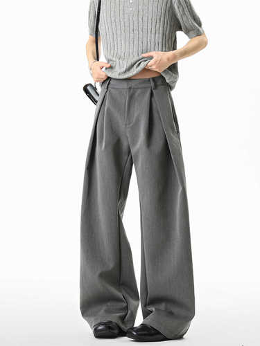 American-style three-dimensional herringbone pleated tapered trousers—new autumn unisex relaxed-fit casual pants, high-end slimming wide-leg long pants.