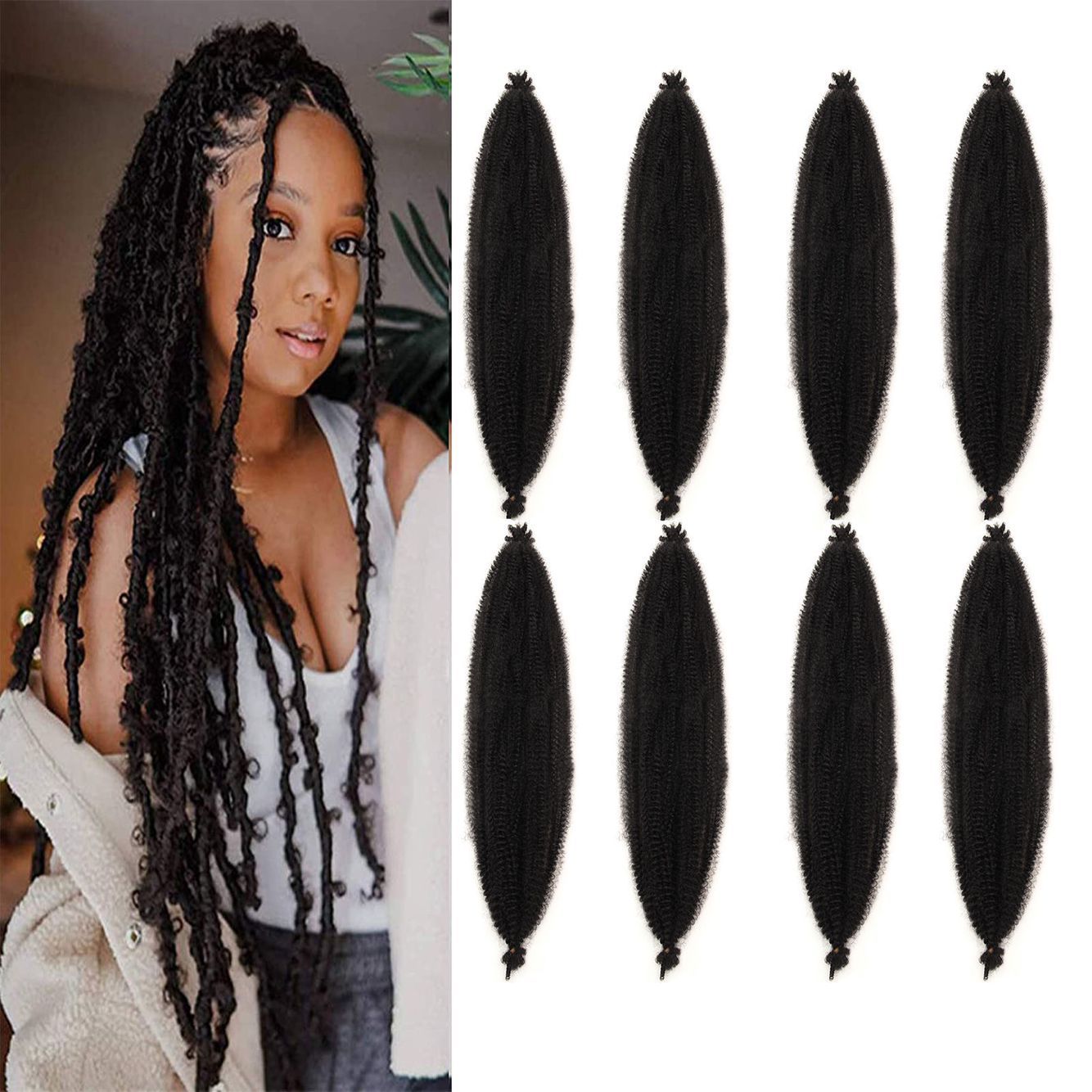 24 pulgadas Afro rizado Marley trenza cabello fibra química crochet pelo rallado oruga