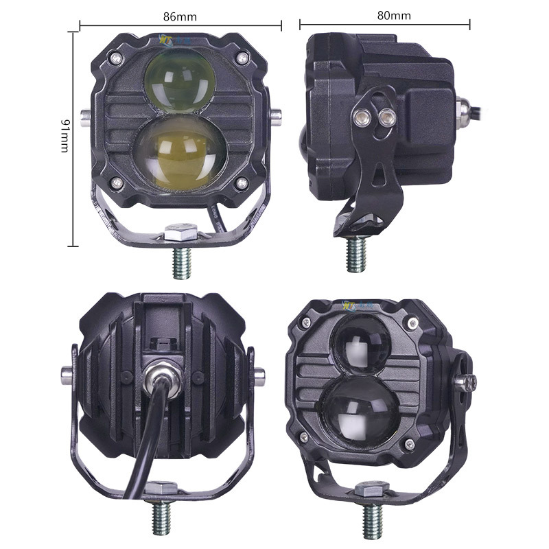 Lámpara de trabajo LED 3 pulgadas foco para motocicleta vehículo todoterreno amarillo blanco largo y cercano doble luz condensador delantero image 6