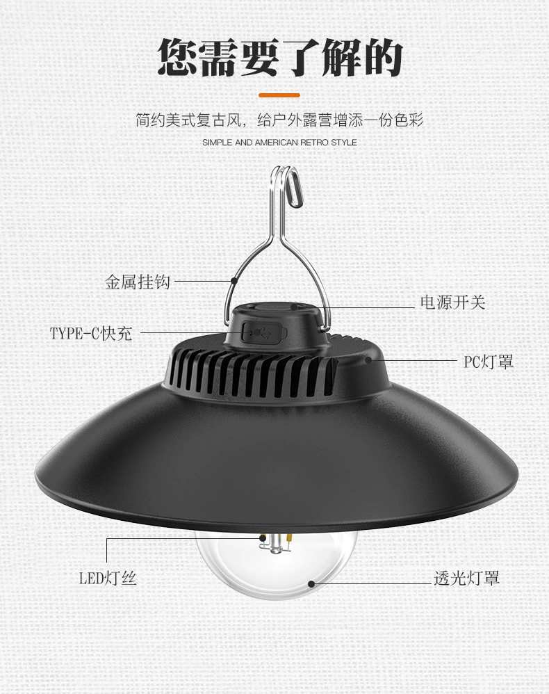 Ретро LED-подвесные светильники для кемпинга