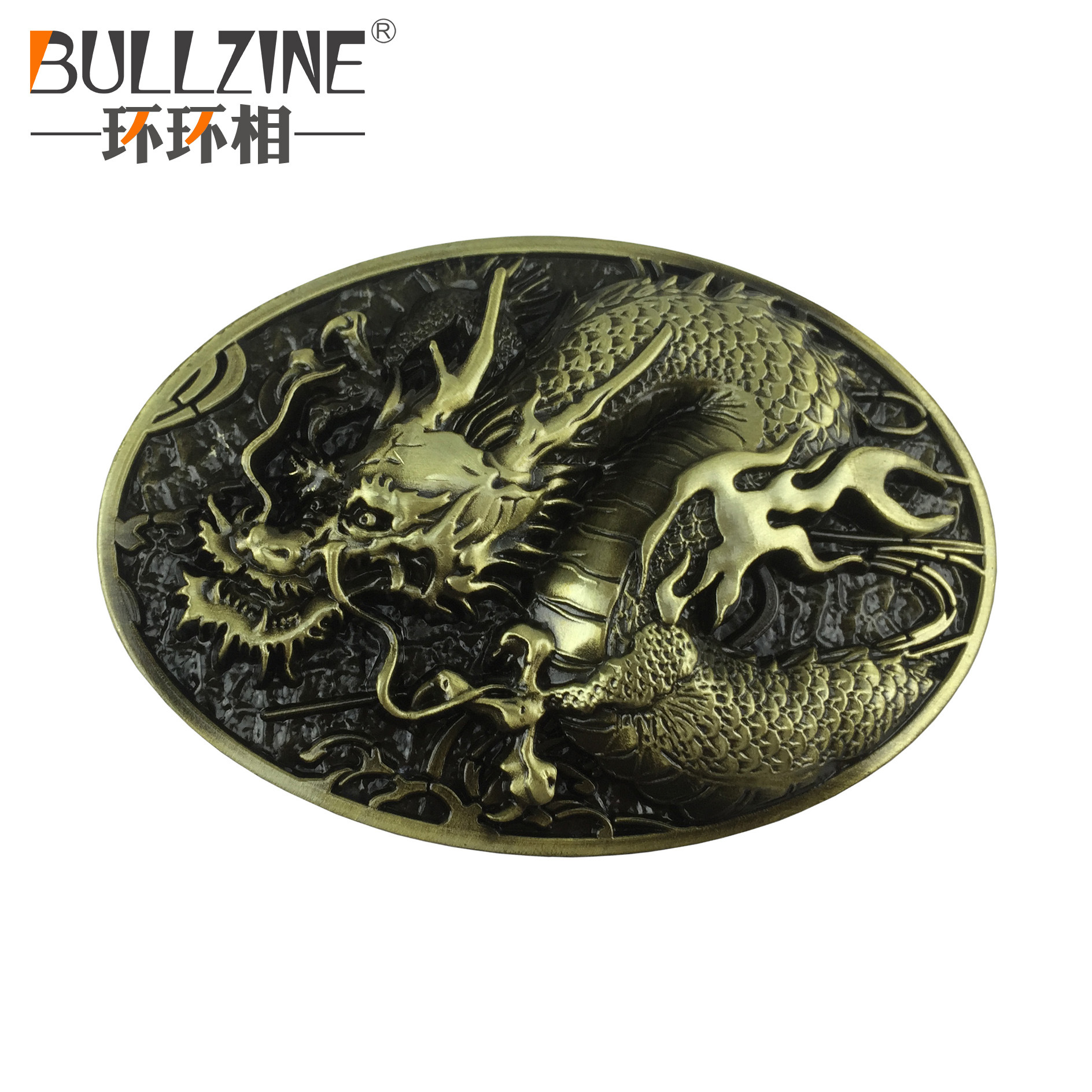 BULLZINE 锌合金中国龙皮带扣03695-1古青铜休闲时尚腰带扣.