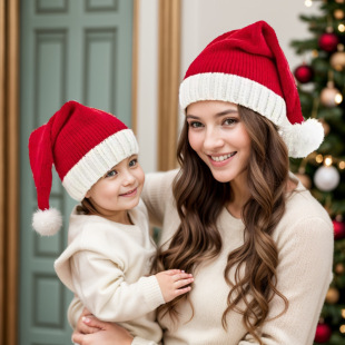 Cross-Border Winter Mother and Baby New Knitted Hat Holiday Dress Santa Claus Warm Woolen Hat for Women