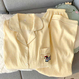 腊肠狗睡衣女2025新款春秋季云朵棉纱长袖开衫夏天家居服两件套装