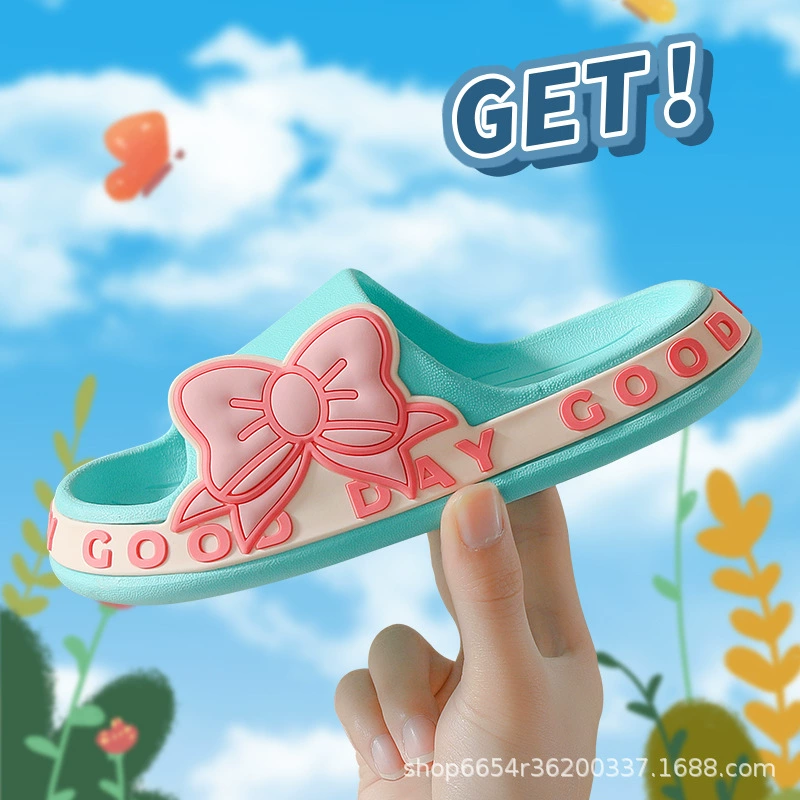 Детская детская обувь на толстой подошве с бантом, летняя Уличная обувь для родителей и детей на мягкой подошве, домашняя комнатная обувь, нескользящая оптом