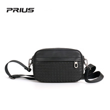 prius男士斜跨包油蜡皮编织背包大容量手拿包便携相机包一包多用