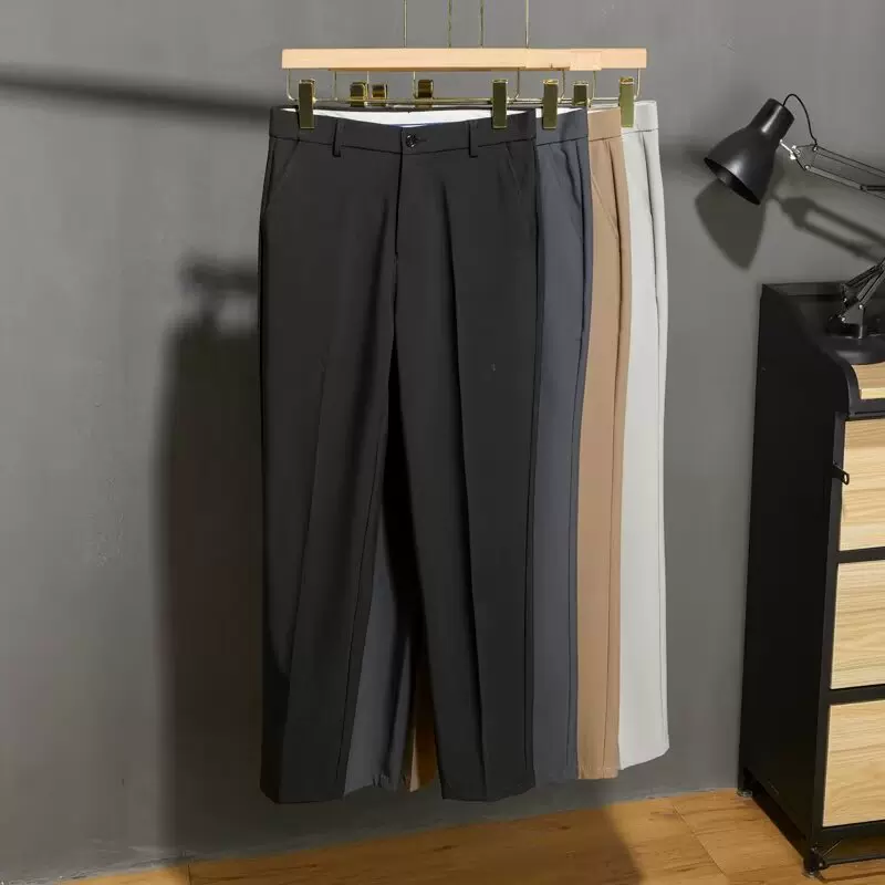 秋季韩版轻熟风修身直筒休闲西裤男长裤简约小西裤男显瘦休闲裤