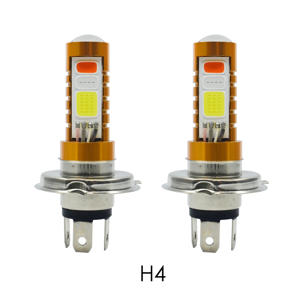하이라이트 자동차 LED 디코딩 3 색 COB 안개등 H4 오토바이 빛 H4 H6 80W COB 수정 3 조명