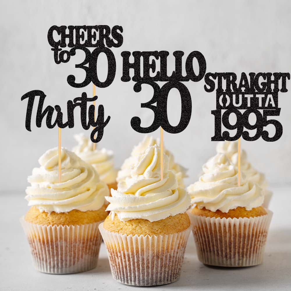 Cross-border new 30th birthday decoration cake edging home small flag desktop plug-in party party supplies