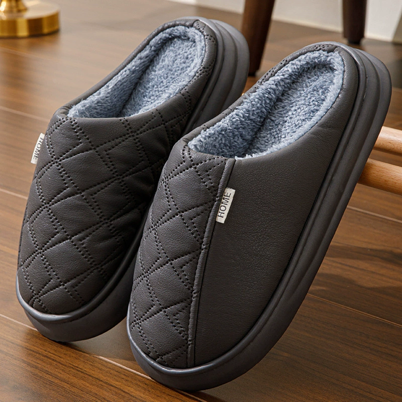 Extra large winter slippers, non-slip keep warm fleece shoes indoor platform, plus size