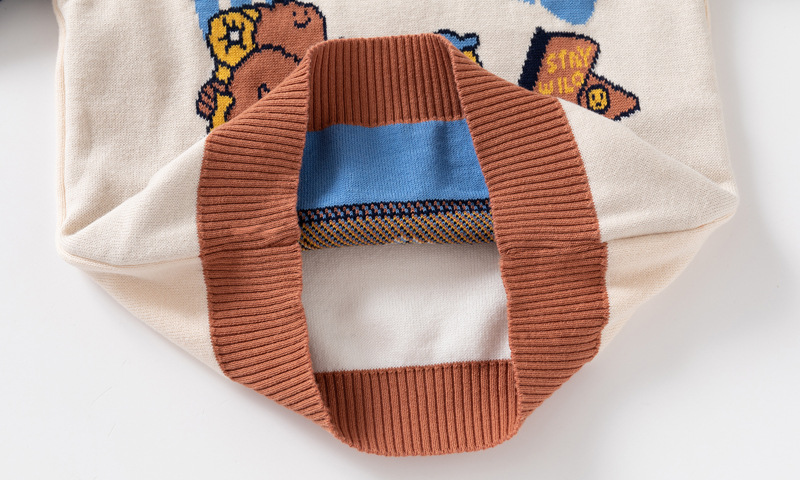 Autumn new mountain style clothing, boys' double-layer cotton thread, teddy bear vacation pullover sweater, children's_voghion.com