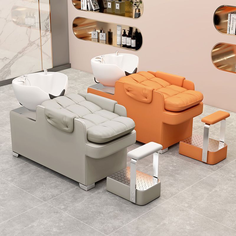 Cama de champú de celebridades de Internet, peluquería de alta gama, cama de champú semi-reclinada, peluquería, peluquería, cama de champú de lavado de cerámica especial