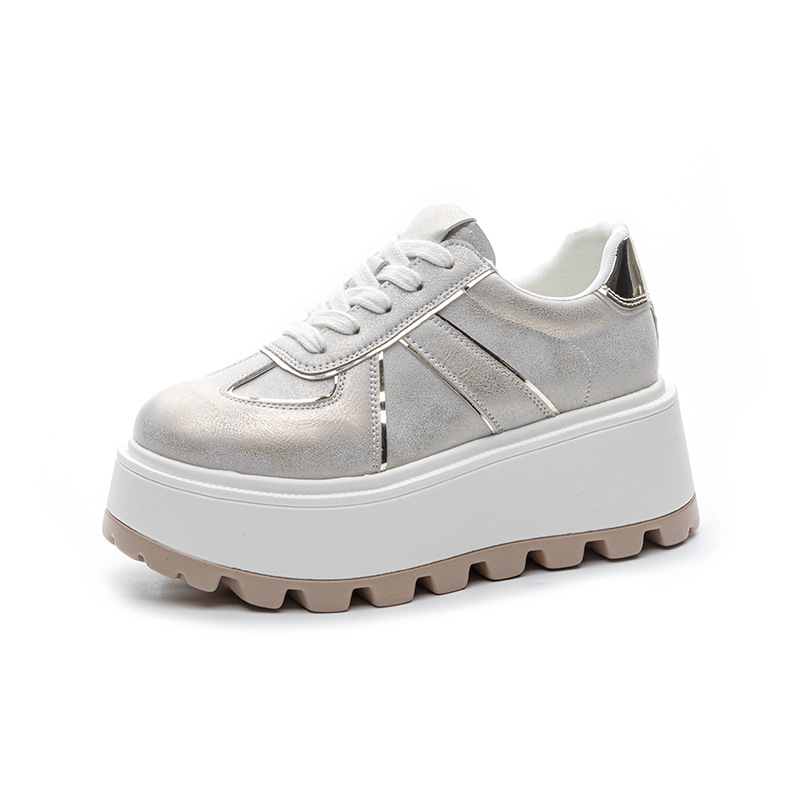 Women's White With Thick Soles And Internal Height Increase, 2026 New Vintage Casual Fashion Sports Comfortable Sneakers_vogvips.com