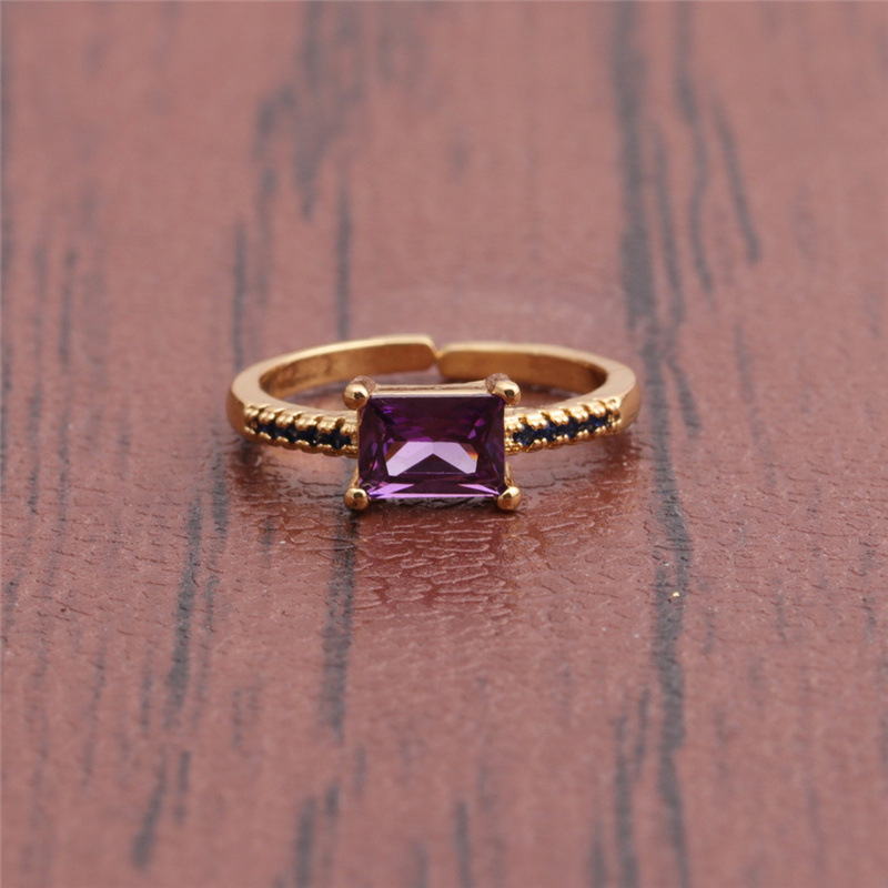 Retro Amethyst Citrine Geometric Ring display picture 7