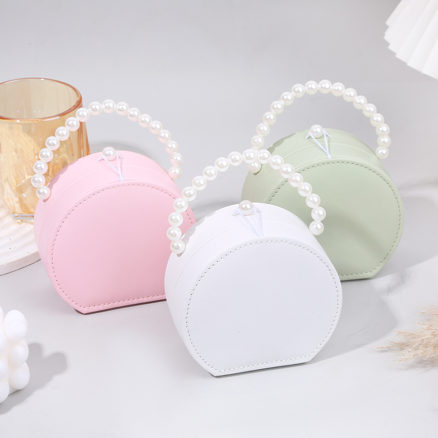 Caja de joyas portátil de perlas para niños niñas regalo de cumpleaños caja de regalo de joyas para niñas pequeñas caja de princesa