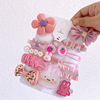 Children's cloth with bow, cartoon hairgrip, set, Korean style, flowered