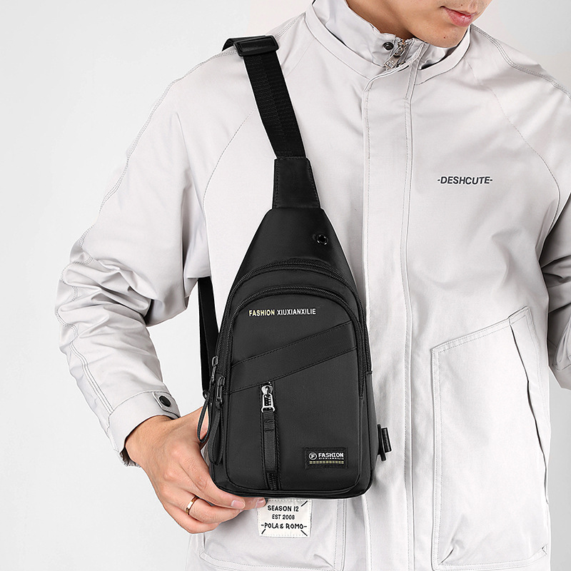 2024 New Men's Chest Bag Korean Style Trendy Crossbody Bag Business Casual Sports Top Handle Bag Office Commute Single Shoulder Bag