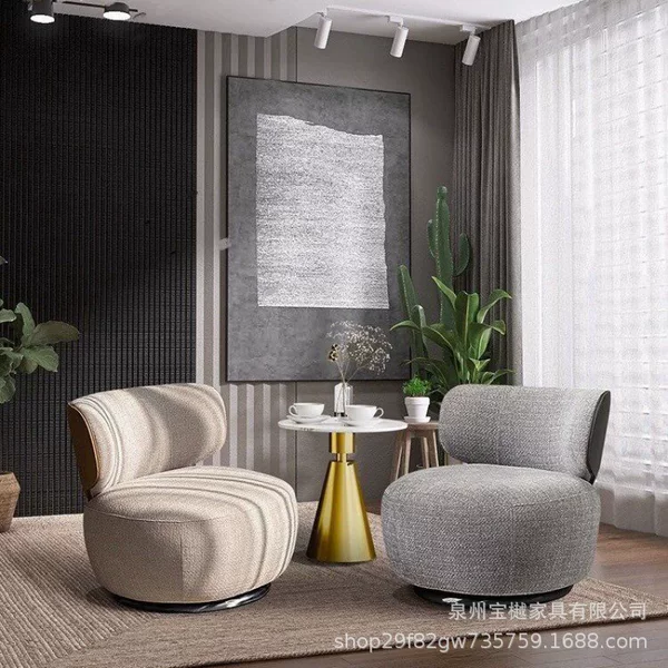 Modern Simple Single Swivel Sofa Chair Cafe Rest Area Bedroom Home Balcony B&B Reading Reception Chair