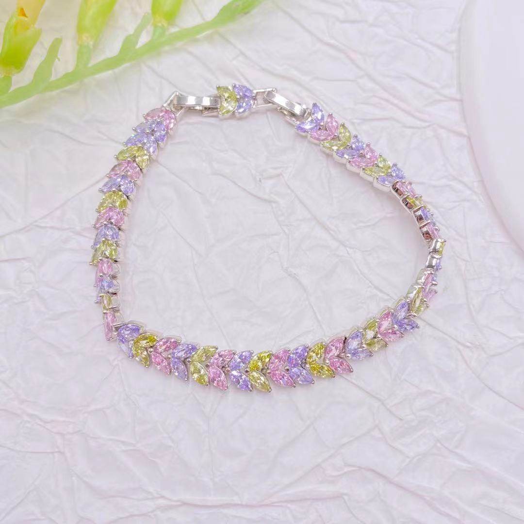 Xuping ligero lujoso nicho de diseño sensación de pulsera de oreja de trigo para mujeres gemas artificiales serie de joyas de moda elegante