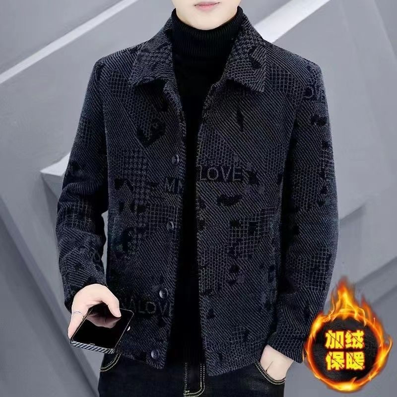 2023 men's autumn and winter New lapel high-end woolen coat casual versatile thick short woolen men's coat