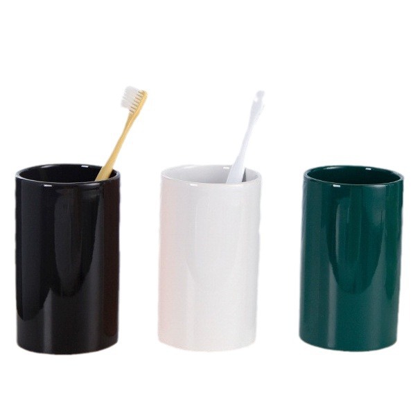Vaso simple para enjuague bucal, vaso de cerámica, soporte para cepillo de dientes, vaso de agua para parejas, vaso cilíndrico, vaso para enjuague bucal para uso en hoteles y en el hogar