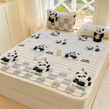 廠家批發新款牛奶絨夾棉床墊法萊絨加厚純色榻榻米墊床褥保護墊子