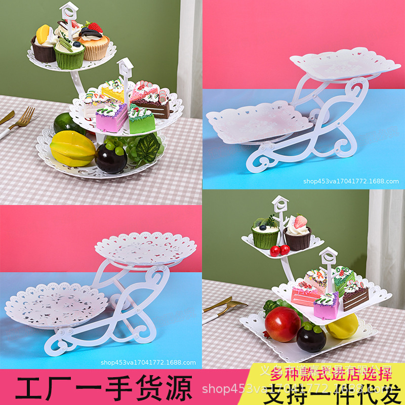 Factory direct creative fruit plate afternoon tea snack dessert table decoration European display stand three-layer cake plate
