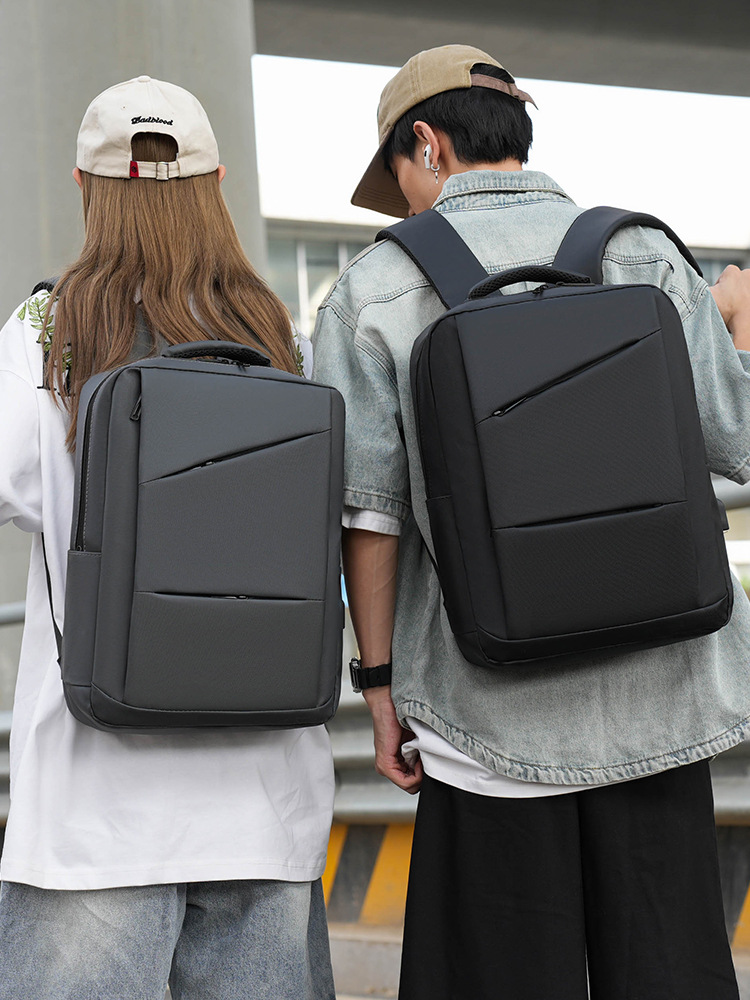 Bolso de computadora de negocios transfronterizo de gran capacidad para hombres, película de aceite, bolso de escuela de color sólido simple de cuero de viaje, mochila imprimible