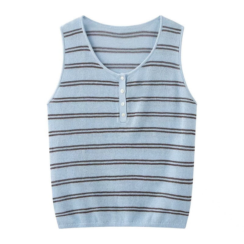 In Stock 2026 Summer New Style Dong Jie Same Style French Casual Striped Sleeveless Knit Vest 5H5231721