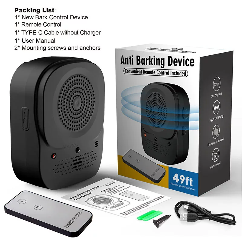 [亚马逊新品超声波驱狗器止吠器充电止叫器遥控训驱狗神器宠物用品]