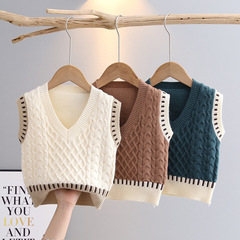 2023 Spring and Autumn New Children's Sweater Vest Knit Shirt for Boys 1-5 Years Old Children's Wholesale