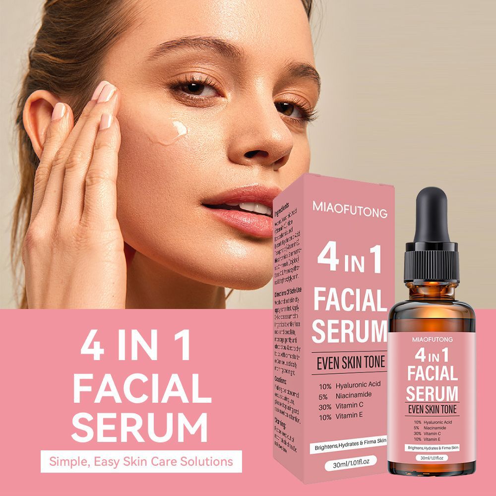 跨境4 in 1 Face Serum精华液VC维E透明质酸烟酰胺多效四合一精华