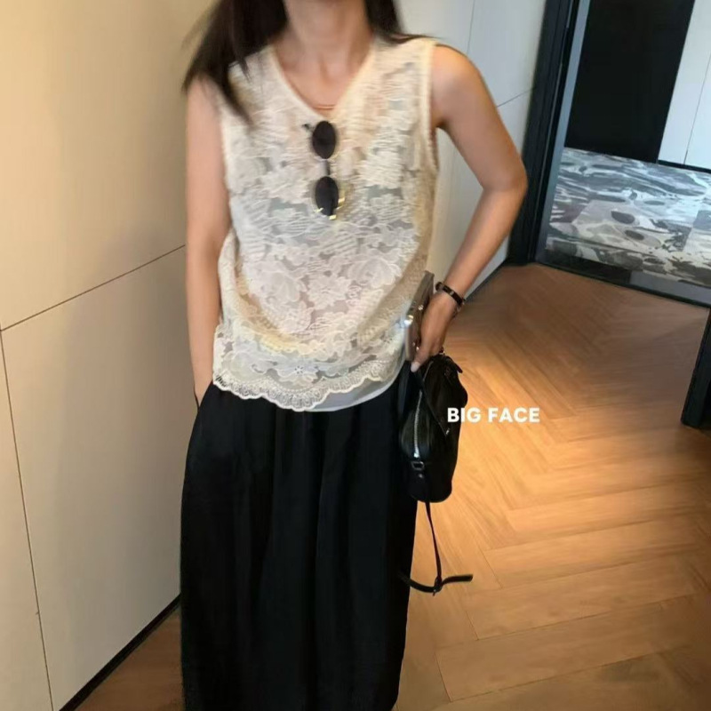 0513-180(99209)Korean-Style Crochet Lace Heavy-Duty Vest, Non-Returnable 0513-180(99209)Korean-Style Crochet Lace Heavy-Duty Vest, Non-Returnable
