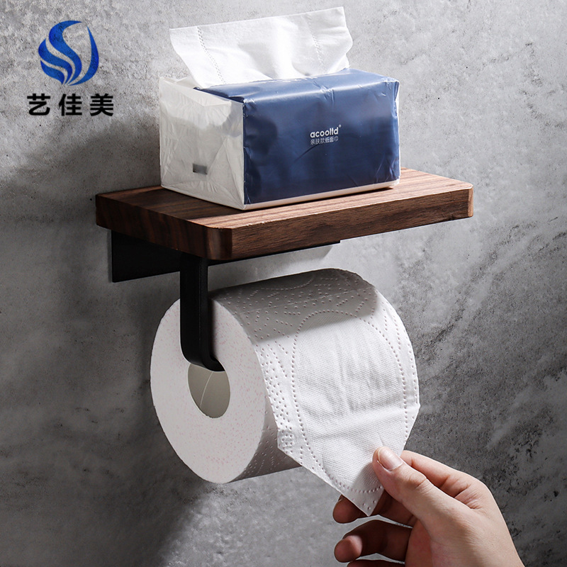 創意的な木のティッシュの棚は穴を開けないでトイレを引き出します。|undefined