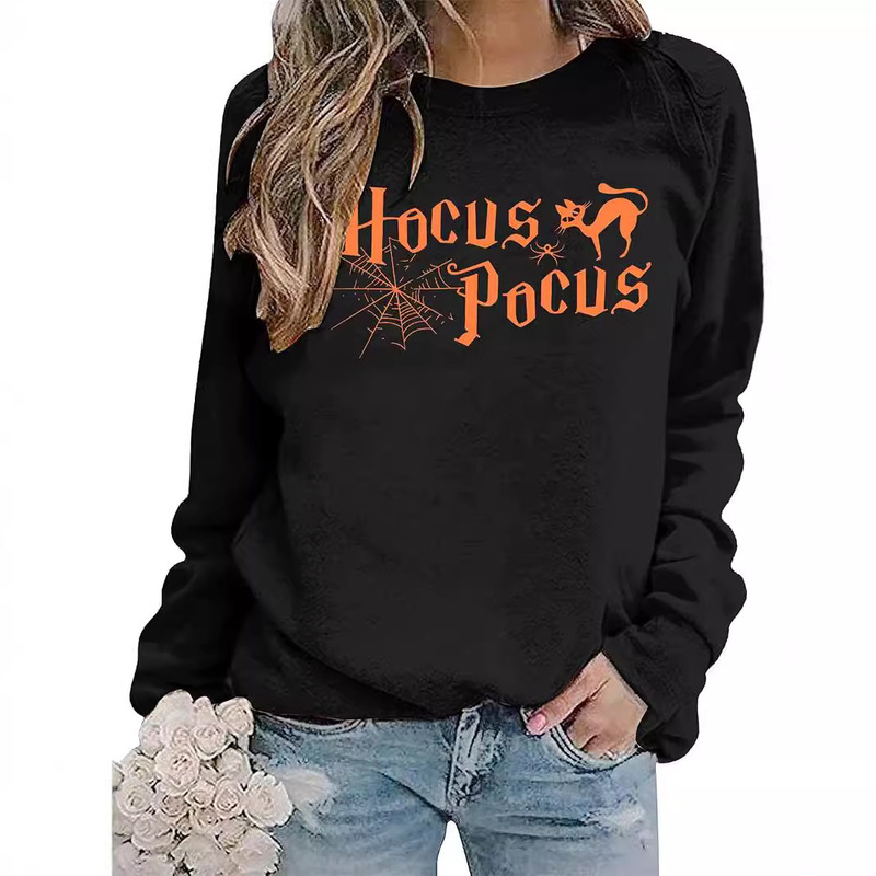 Halloween Women's Sweatshirt Hocus Pocus Long Sleeve Pullover Halloween Hot Cross Border AliExpress
