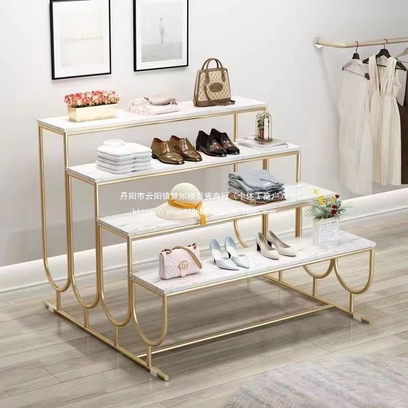 鞋店鞋架U型展示架服装落地陈列金属阶梯货架中岛流水展示台