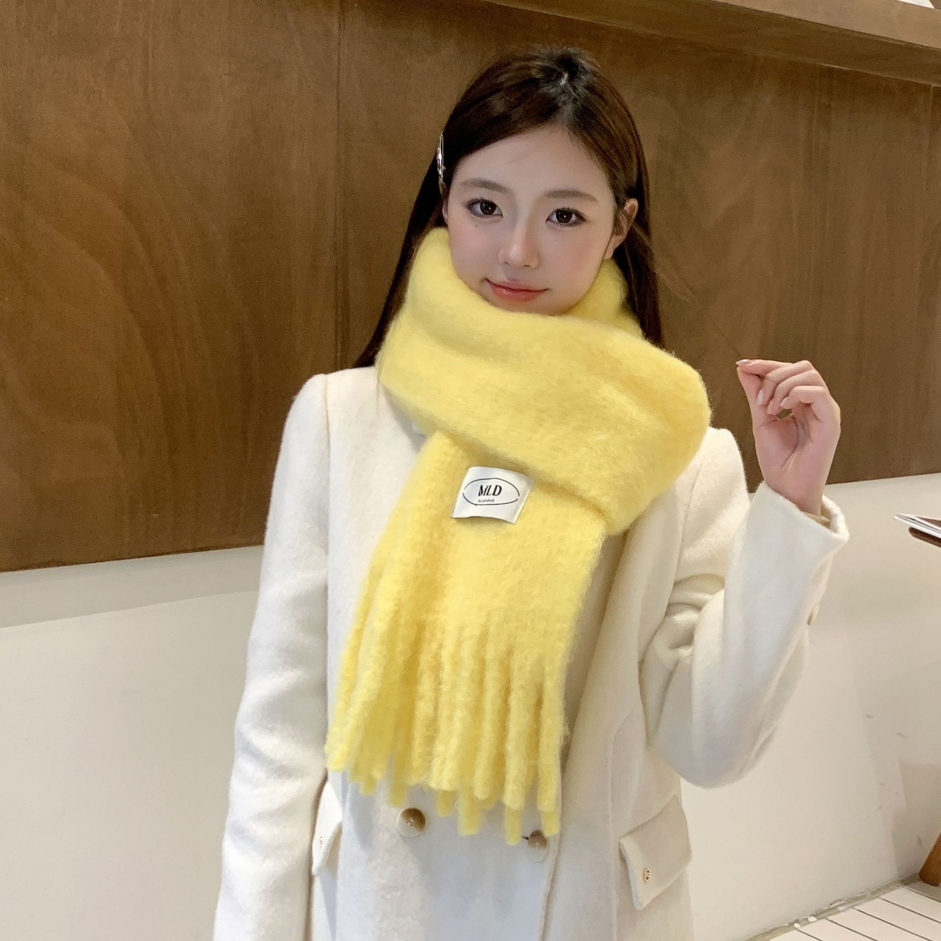 2024 nuevo bufandas de color sólido para mujeres dopamina japonesa versátil pareja de estudiantes collares de invierno grueso mantel cálido