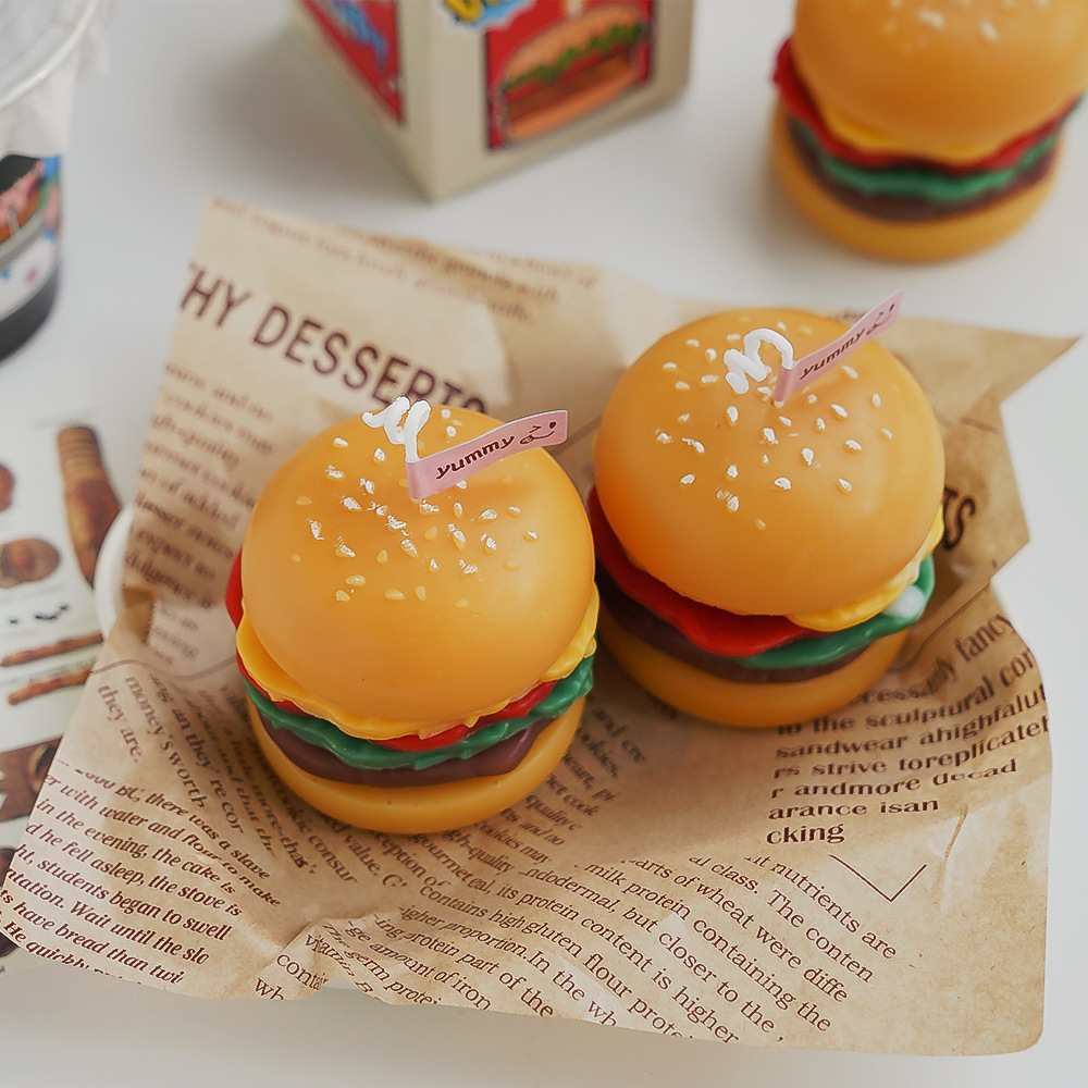 Hamburger scented candle souvenir wholesale diy candle birthday scented gift candle scented modeling wax