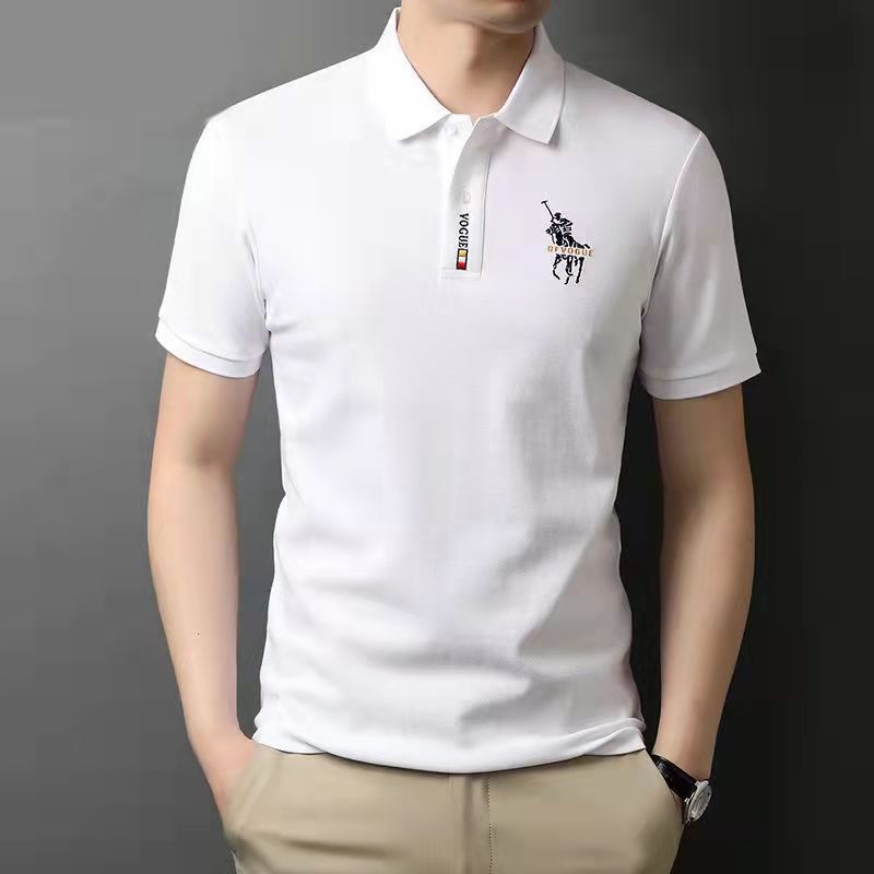 (Se admite la entrega de una pieza) Camiseta de manga corta para hombre de verano bordada camisa de polo de talla grande de negocios de moda Comercio exterior Al por mayor