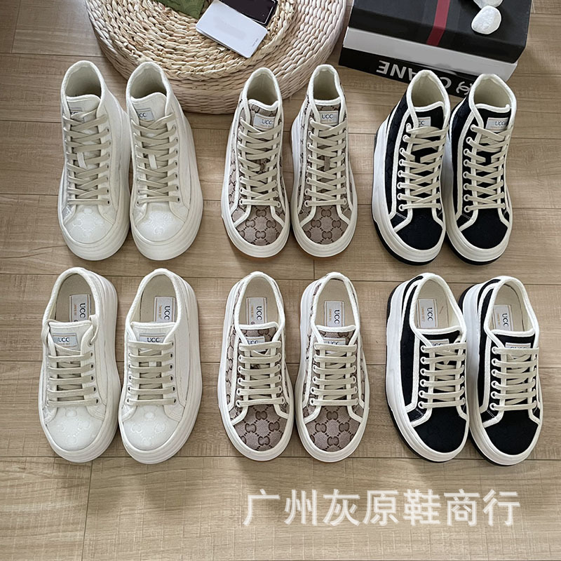 23 여름 새로운 1977 플랫폼 캔버스 신발 여성용 빈티지 자수 토레 신발 하이탑 레이스업 모든 매치 캐주얼 캔버스 신발