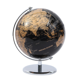 20cm English Globe Teacher Teaching Tool Office Decoration Black Gold White Chrome Beveled Belt Counterweight Globe
