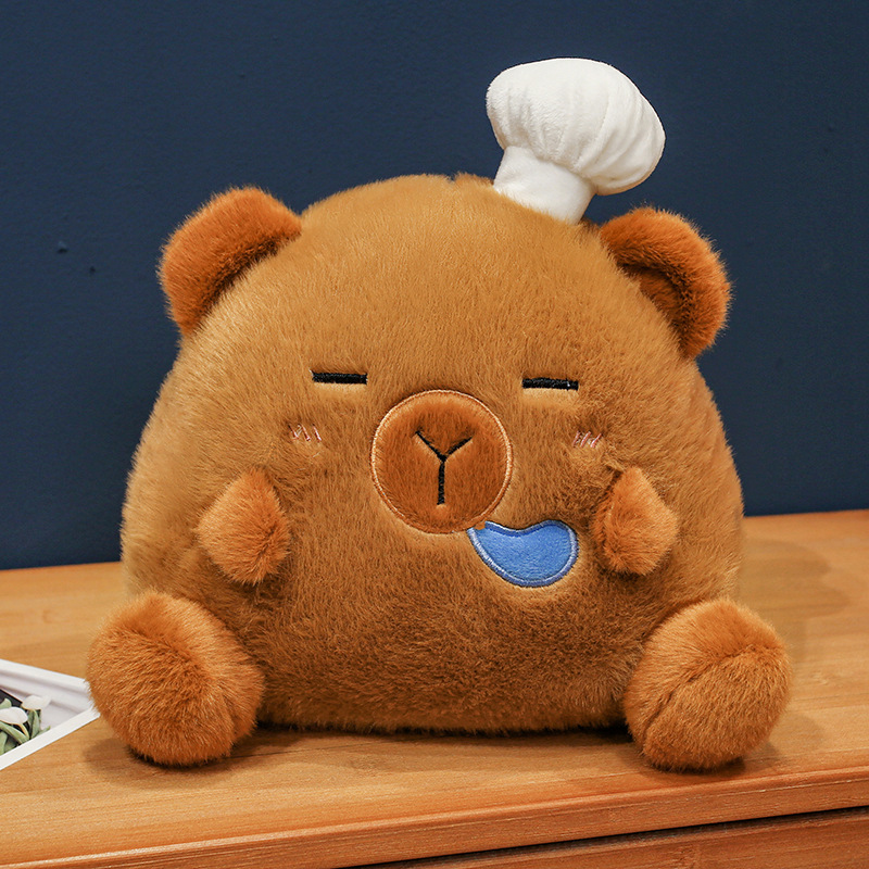 Sombrero de cocinero capibara muñeca almohada de peluche agua conejillo de indias pan oso niño pacificar muñeca regalo de cumpleaños